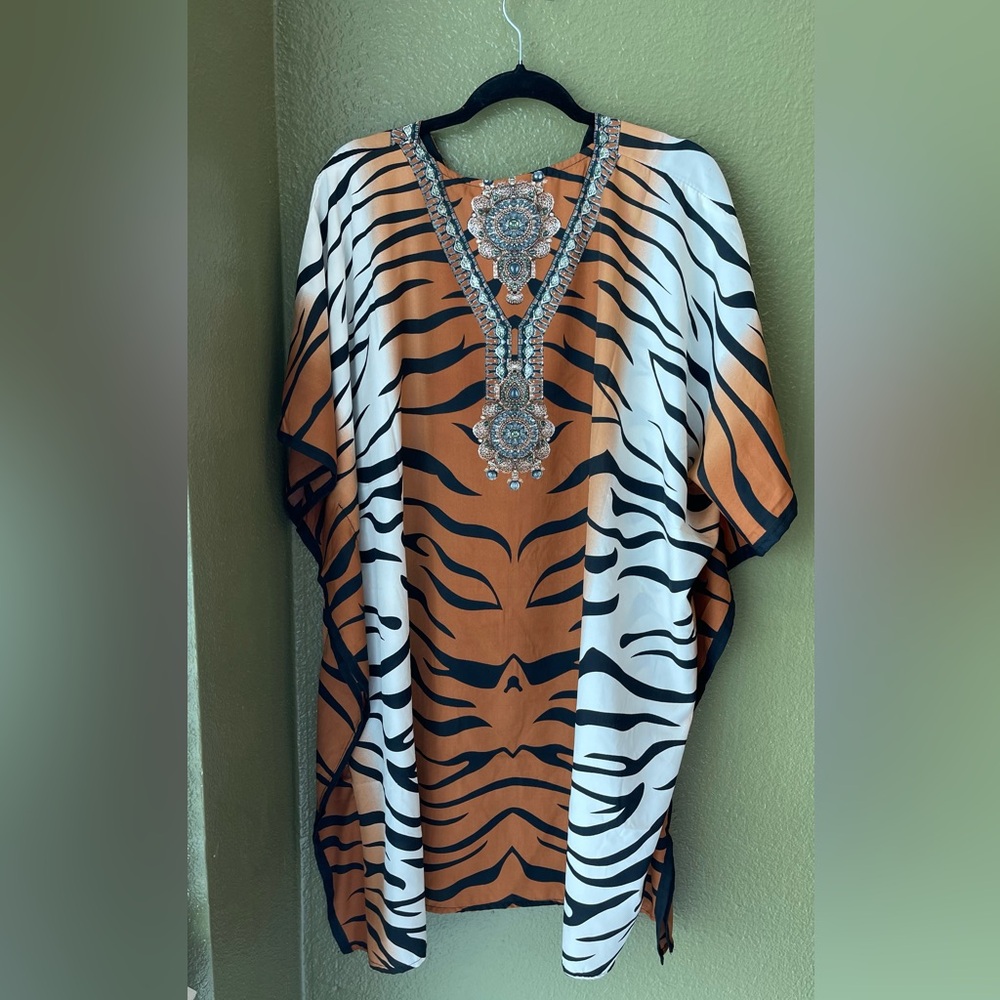 Orange and Black Tiger Print Women's Top